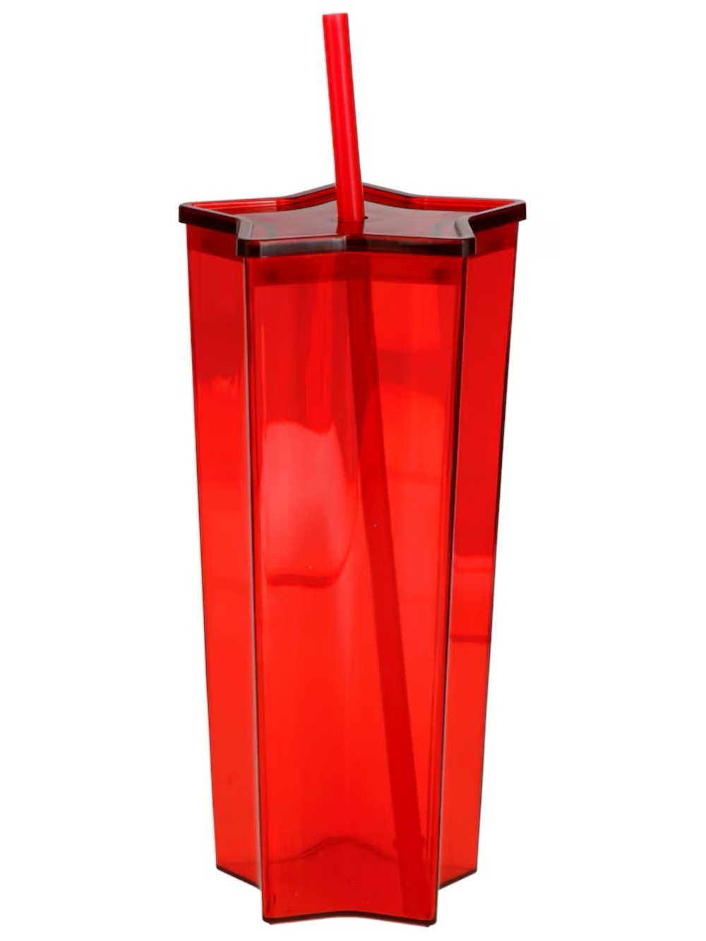 Star-Shaped Large Tumbler With Straw - Red